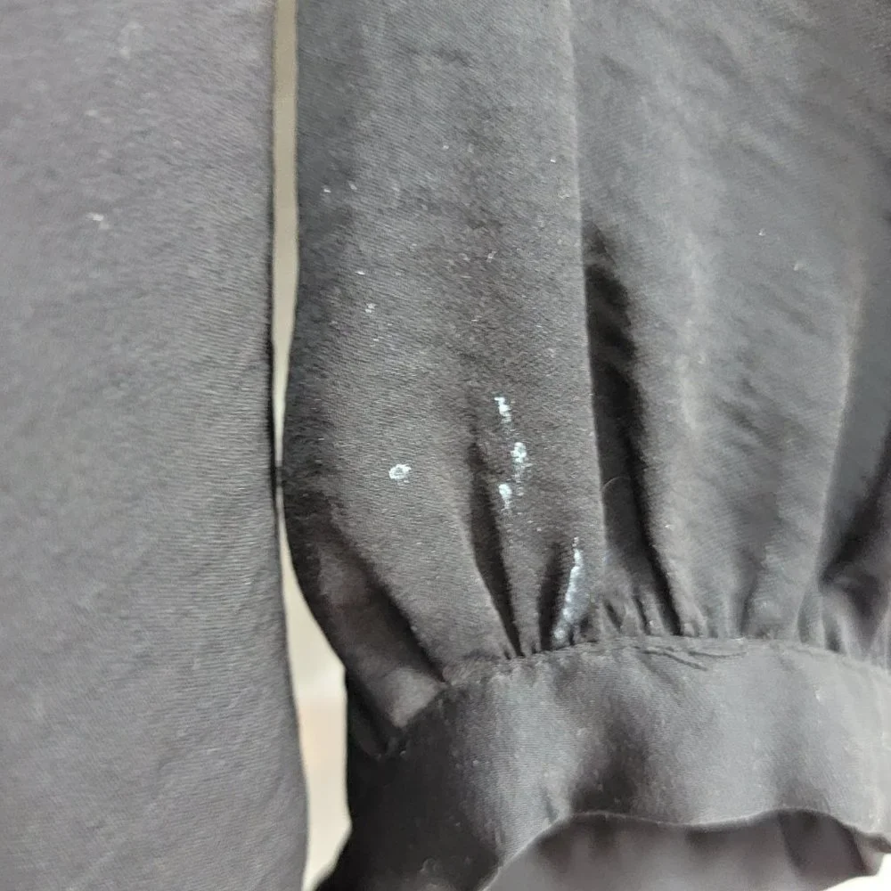 Abercrombie & Fitch Peasant Top Button Down Blouse Tie Sleeves Women's Small - Picture 7 of 11